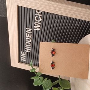 Halloween Red Gemstone Bat Earrings
